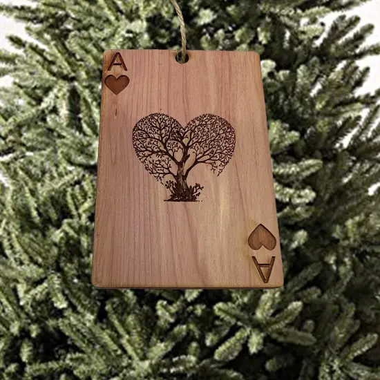 Ace of Hearts Card - Cedar Ornament {4}