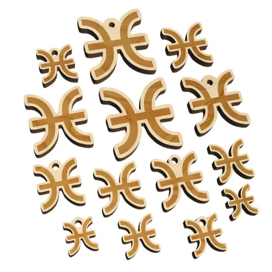 Pisces Horoscope Astrological Zodiac Sign Mini Wood Shape Charms Jewelry DIY Craft {7}