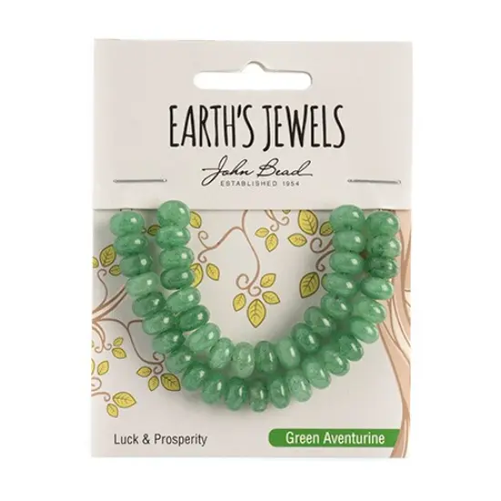 Earth&rsquo;s Jewels Semi-Precious Rondelle Green Aventurine Natural {1}