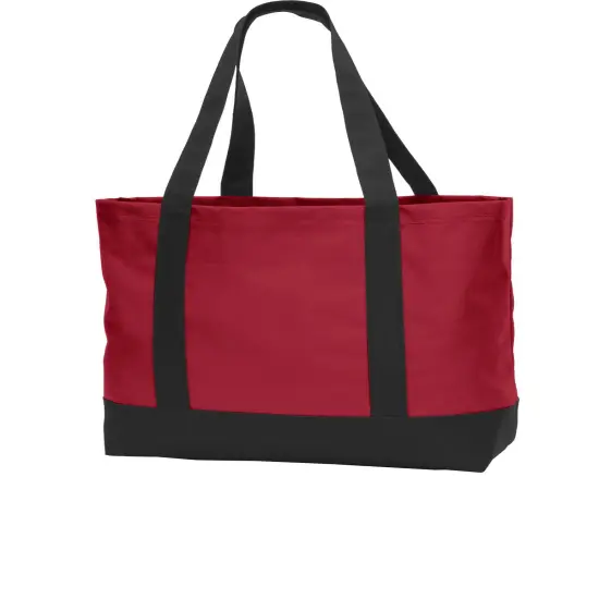 Port Authority&reg; Day Tote Bag- 600 denier polyester canvas Chili red/ black {1}