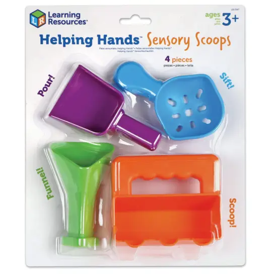 Helping Hands Sensory Scoops, 4 Pieces, Ages 3+, fine Motor Skills Toys for Children, Toddlers bin, Tool Set {1}