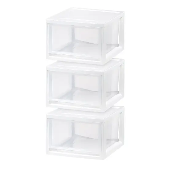 IRIS USA 3Pack 14.5qt Stackable Plastic Storage Drawers, White {1}