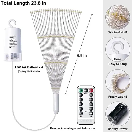 4 Pack Starburst Lights 120 LED 8 Mode Battery Operated Chandelier Star Lights with Remote, Hanging Christmas Decorations Indoor {4}