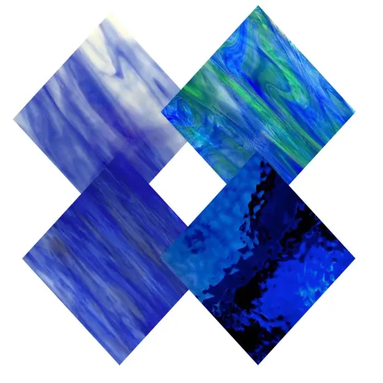 Wissmach 4 Sheet Blue Variety Stained Glass and Mosaic Glass {2}