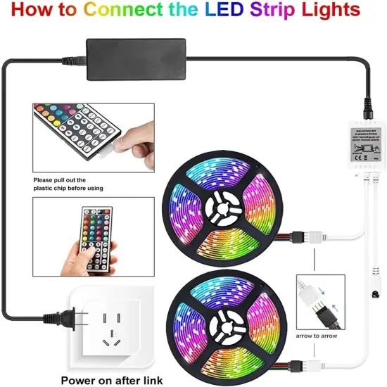 32ft Waterproof LED Strip Lights with Remote {3}