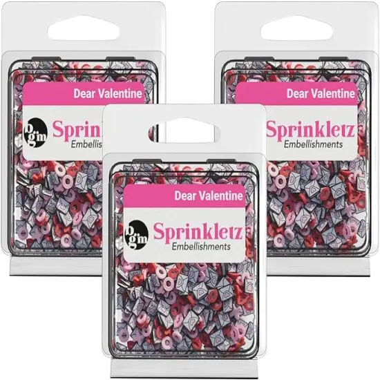 Buttons Galore Sprinkletz DIY Craft Embellishment Polymer Clay Pieces For Slime & Crafts 36 Grams - 3 Packs of Dear Valentine {2}