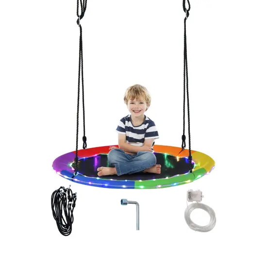 LED Lights Saucer Tree Swing for Kids Multicolored {3}