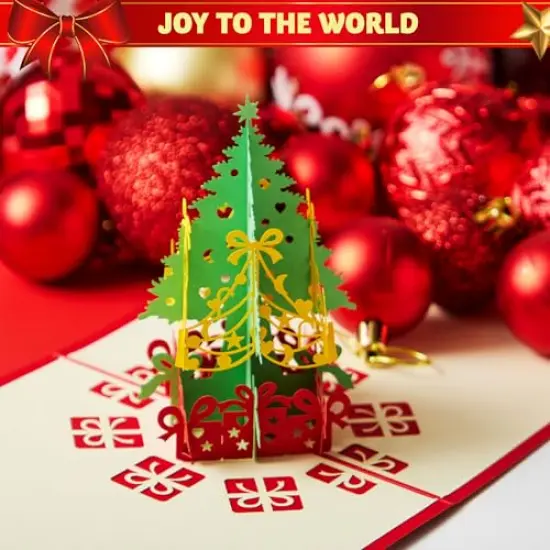 JOYIN Pack of 7 Pop-up 3D Christmas Greeting Cards Unique Designs & Envelopes 6" x 6" for Winter Christmas Season, Holiday Gift Cards, Christmas Gifts Cards. {5}