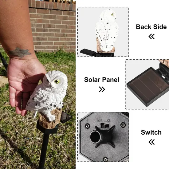 Garden Solar Light Outdoor Decor, Resin Owl Solar LED Light with Stake, Animal Waterproof Light for Flower Fence Lawn Passage Walkway Courtyard Party Decoration, Owl {4}