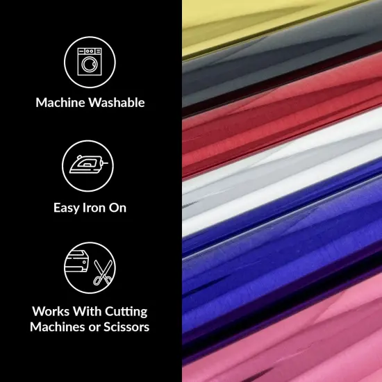 Metallic Vinyl Heat Transfer Vinyl Gold Vinyl Sheets Pink Chrome Silver Metalic Permanent Metallic Vinyl Foil Adhesive Vinyl Metallic HTV Pack Foil Vinyl Iron On Vinyl {3}