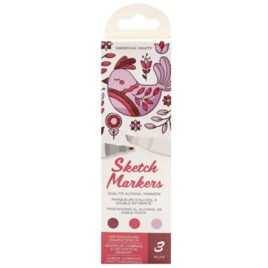 American Crafts - Sketch Markers Collection - Dual Tip - Chisel and Fine Point - Bubblegum 3 Pack 34007535 {3}