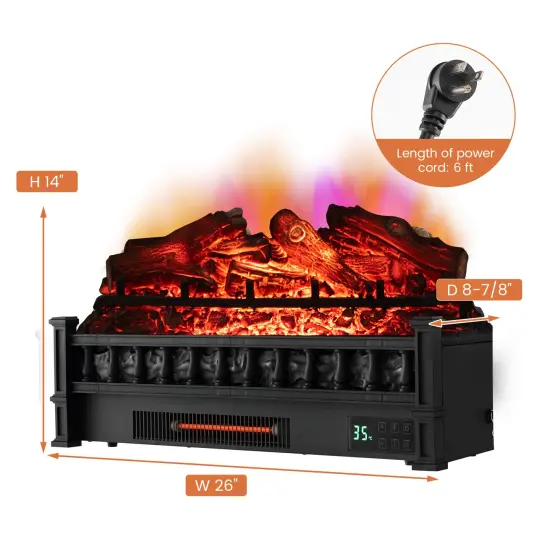 Electric Fireplace Heater with Remote Control and Realistic Lemonwood Ember Bed {5}