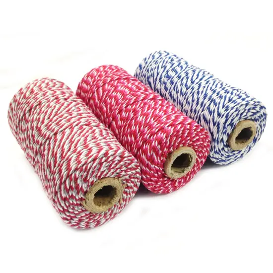 Wrapables Cotton Baker's Twine 12ply 330 Yards (Set of 3 Spools x 110 Yards) for Gift Wrapping, Party Decor, and Arts and Crafts (Navy, Red & Hot Pink, Red & Grey) {2}