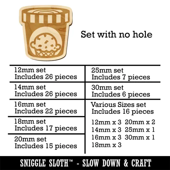 Carton Pint Gallon of Ice Cream Dessert Mini Wood Shape Charms Jewelry DIY Craft {1}