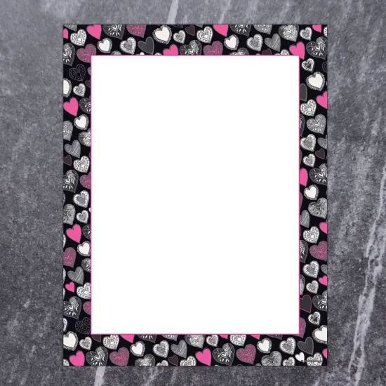 Great Papers! Pink and Black Hearts Valentine Stationery Letterhead, Invitations and Announcements, Printer Friendly, 8.5"x11", 80 Pack {3}