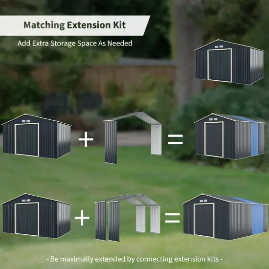 Outdoor Storage Shed Extension Kit for 11.2 Feet Shed-Gray {3}