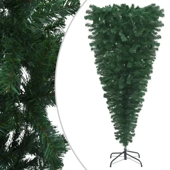 6ft Green Upside-Down Artificial Christmas Tree with Stand {2}