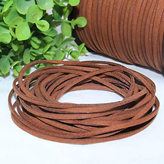 2.6mm Suede Cord, 100 Yards Flat Faux Leather Cord for Jewelry Making, Necklace and Bracelet Making, Dream Catchers and DIY Crafts (Brown) {6}