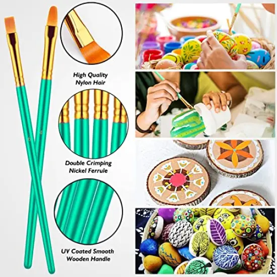 20 Pieces Paint Brushes for Acrylic Painting, Oil Watercolor Acrylic Paint Brush, Artist Paintbrushes for Body Face Rock Canvas, Kids Adult Drawing Arts Crafts Supplies, Green {5}