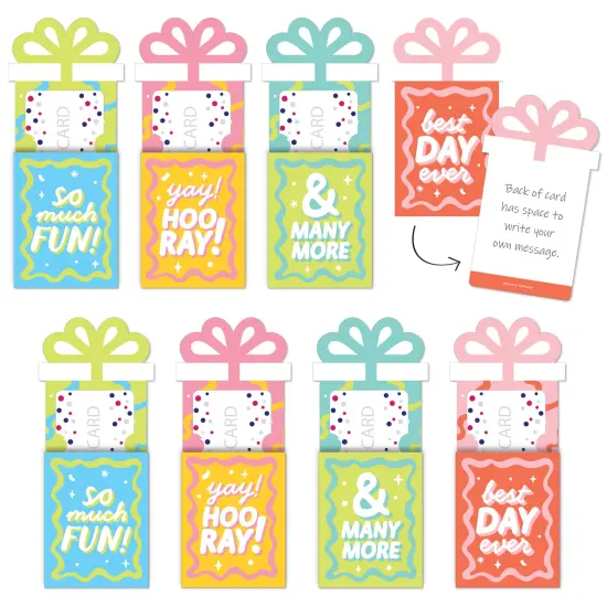 Big Dot of Happiness Party Time - Happy Birthday Party Money and Gift Card Sleeves - Nifty Gifty Card Holders - Set of 8 {1}