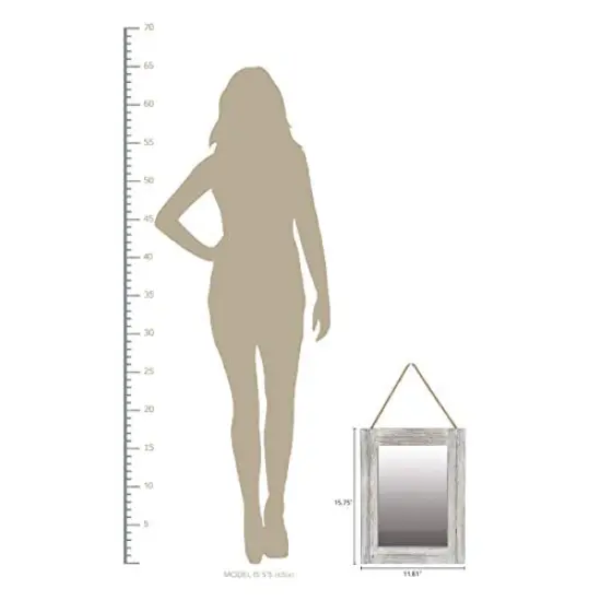 16 X 12 Inch Rustic Wood Framed Wall Mirror with Hanging Rope for Farmhouse Decor, for Entryway, Bedroom, Bathroom, Dresser, Brown {6}