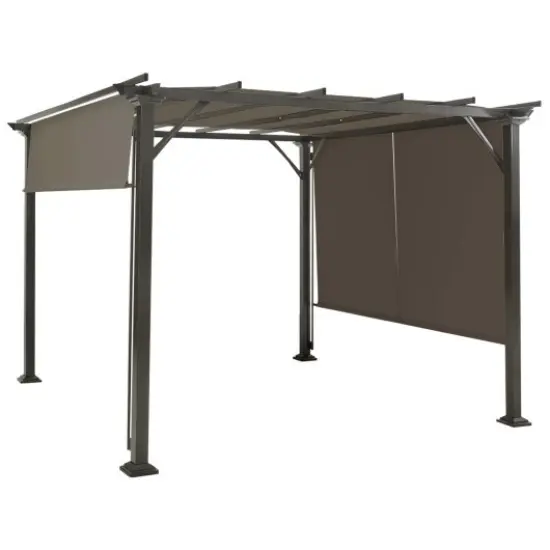 16' x 8' 2Pcs Universal Replacement Canopy for Pergola Structure Sun Awning-Brown {1}