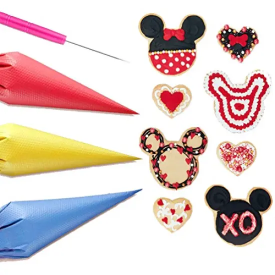 122 Pieces Tipless Piping Bags - 100pcs Disposable Piping Pastry Bag for Royal Icing/Cookies Decorating - 10 Pastry Bag Ties,10 Clips &2 Scriber Needle - Best Cookie Tools (12 Inch) {4}