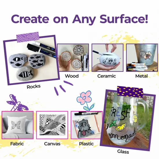 PINTAR Black & White Markers Extra Fine Tip - Outline Watercolor Paint Pens - Drawing & Calligraphy Markers - Acrylic Paint Pens for Rock Painting, Wood, Glass, Leather, Shoes - Pack of 6, 0.7mm {2}