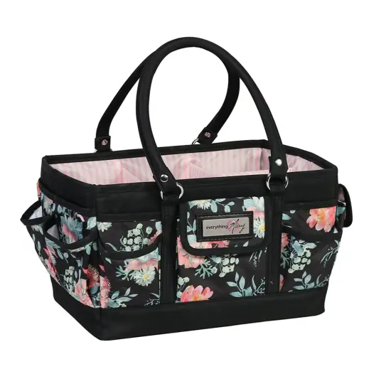 Deluxe Store & Tote Craft Organizer, Black & Floral {1}