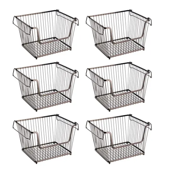 mDesign Stackable Storage Basket with Handles, 6 Pack {4}