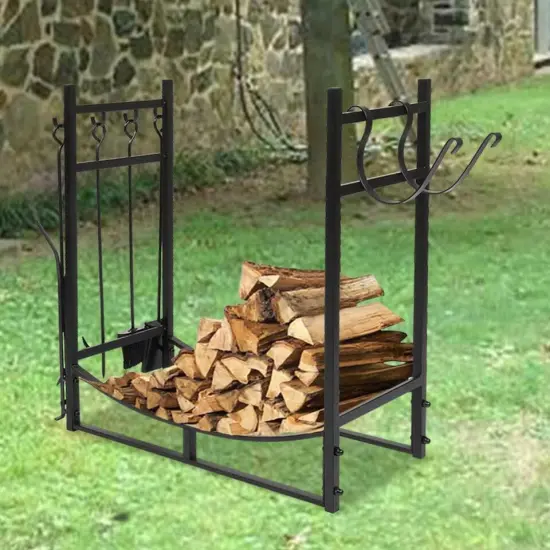 Outdoor Firewood Log Fireplace Storage Holder Heavy {4}