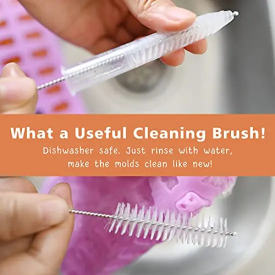 32 Pieces Gummy Bear Molds Silicone , Non-stick Chocolate Candy Mold 18 Shapes for 327 Candies, With 4 Droppers, Clean Brush, Storage Box, 20 Wrappers, Including Dinosaur Mini Donut Fruit Animals Shaped {4}