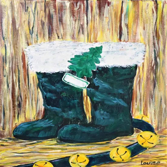 Christmas Paint Kit - Pine Fresh Acrylic Painting Kit & Video Lesson, Art Gift Set, Christmas DIY Craft, Beginner Painting, Paint At Home, Paint Party {1}