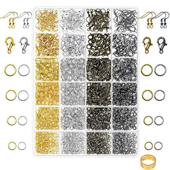 3200 Pieces Jewelry Necklace Repair Kit with Jump Rings, Clasps and Earring Hooks for Jewelry Making Supplies, Earring Making Findings and Necklace Bracelets Repair {1}