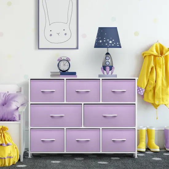 Sorbus Dresser with 8 Drawers - Chest Organizer Unit with Steel Frame Wood Top & Handle Easy Pull Fabric Bins for Clothes - Wide Storage Furniture for Bedroom, Hallway, Living Room, Nursery & Closet Purple {5}