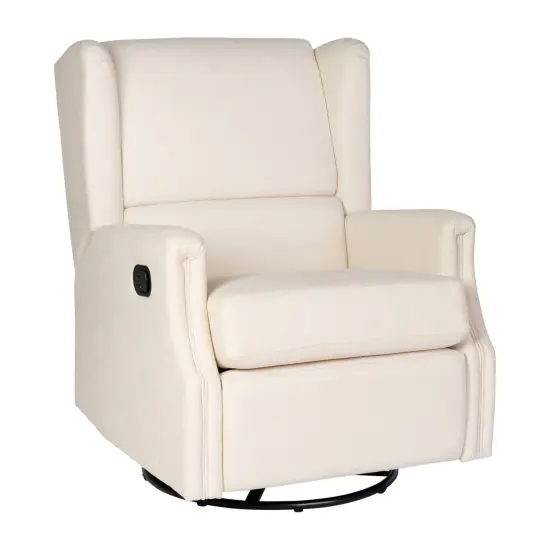 Merrick Lane Abby 3-in-1 Wingback Manual Recliner Rocker Swivel Glider Chair Cream {1}