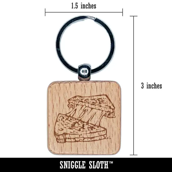 Grilled Cheese Sandwich Toast Engraved Wood Square Keychain Tag Charm {2}