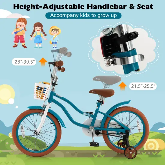 Children Bicycle with Front Handbrake and Rear Coaster Brake Turquoise {6}