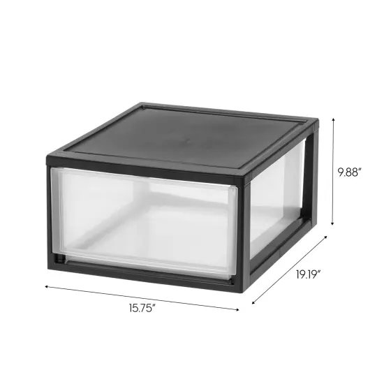 IRIS USA 2 Pack 30qt Plastic Stackable Storage Drawers, Black {7}