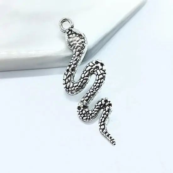 20 Pieces Alloy Snake Charms Mixed Smooth Metal Charms Pendants Accessory, DIY for Jewelry Making and Crafting(Silver) {4}