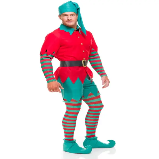 Adult's Holiday Christmas Elf Costume With Leggings {1}