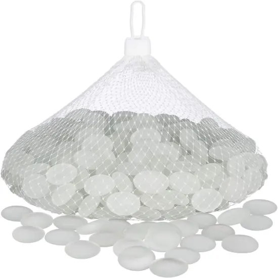 Flat Marbles Vase Filler - 0.68 Lb (70 pcs) Frosted White Glass Pebble Vase - Clear Glass Stones for Vases - Flat Glass Marble for craft and Home d&eacute;cor - Aquarium Glass Marble filler {2}