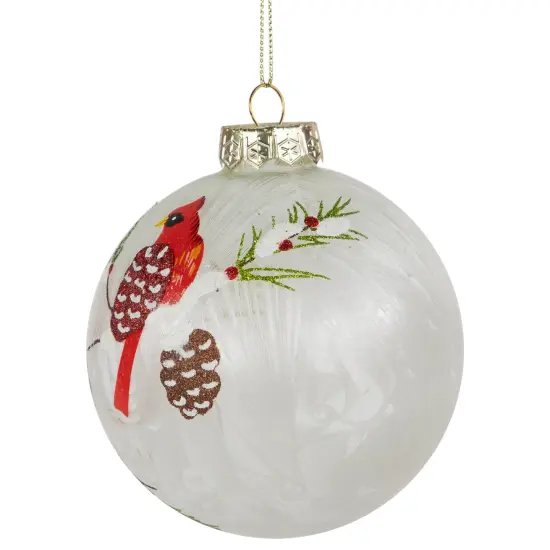 Northlight Cardinal Birds Christmas Glass Ball Ornaments - 4" - White and Red - Set of 2 {5}