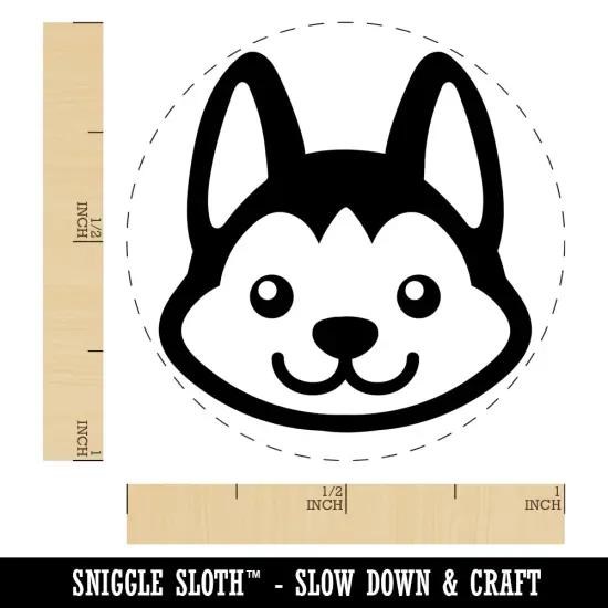 Chibi Husky Dog Head Self-Inking Rubber Stamp for Stamping Crafting Planners Orange {1}