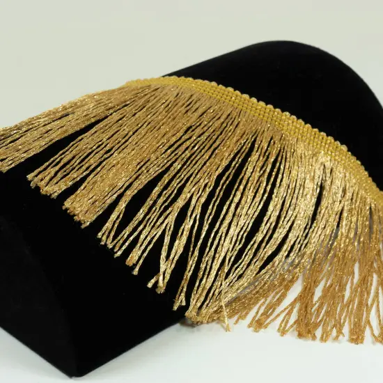 12" Glitter Chainette Fringe Trim Metallic Gold {4}