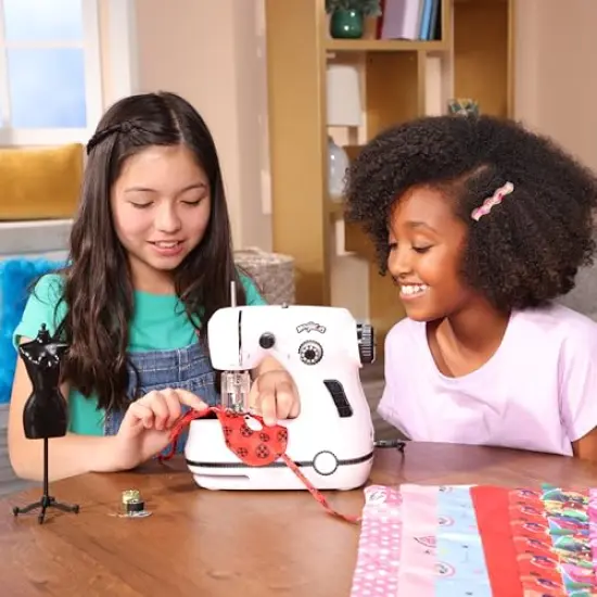 Miraculous Ladybug - Marinette's Mini Sewing Machine For Beginners And Kids, Dual Speed Portable Machine with Miraculous Fabric, Black Mannequin, Superhero Mask Cutouts, And Foot Pedal (Wyncor) {3}