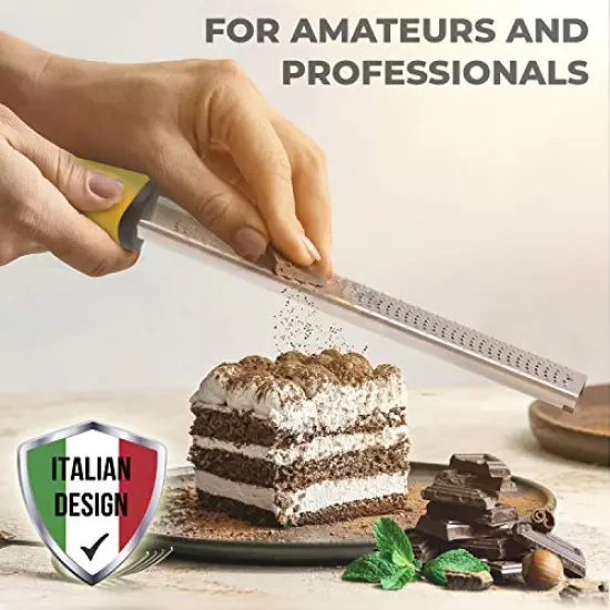 Stainless Steel Cheese and Citrus Zester Grater w/Extra Sharp Blade - Perfect for Lemons, Parmesan, Garlic, Chocolate - Spice Up any Kitchen Dish in Seconds with Your Premium Hand Held Shredder {4}