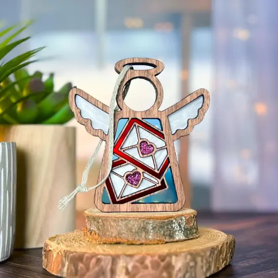 3.5" (H) Letters of Love Ornament - Handcrafted in Texas - Mother's Angels&reg; Christmas Angel Wings Figurine {4}
