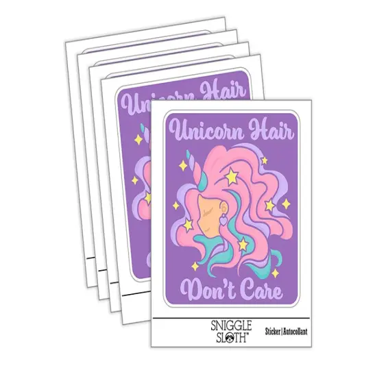 Unicorn Hair Don't Care Waterproof Vinyl Phone Tablet Laptop Water Bottle Sticker Set - 5 Pack {2}