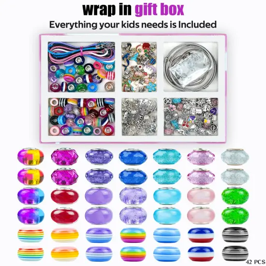 Jewelry Making Kit Trendy Stuff for Kids Ages 6-12, Unicorn Toy Cute Stuff for Teen Girls Gifts Birthday Gift, Crafts for Girls 6 7 8 9 10 11 12 Year Old {6}